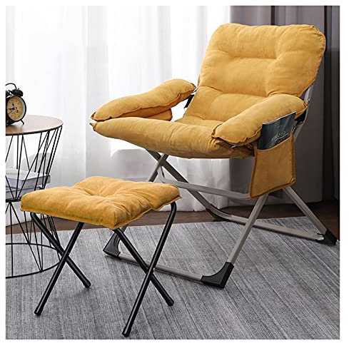 Umwandelbarer Schlafsessel, klappbar, Massage, Lazy Sofa, Bodenstuhl, Sofa, Liegebett mit Bank, fauler, bequemer Sofasessel, Liegebett für Zuhause und drinnen/draußen (Farbe: Gelb)