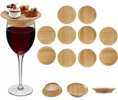 Ysaca Topper per calici da vino e salumi, in bambù, per antipasti, dessert, casa, ristoranti e bar (10 pezzi)