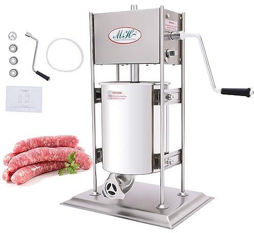Machine Devices Insaccatrice elettrica per Salsicce da 10 Litri, Insaccatrice Verticale 2 in 1 in Acciaio Inossidabile Ripieno di Carne per Churro Spagnolo con 4 s