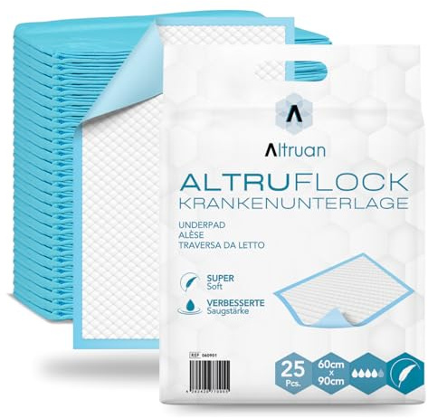 Altruflock Premium Bettschutzunterlagen, Saugstark, Super Soft, Hypoallergen, Rundumschutz, Atmungsaktiv, Größe 60 x 90 cm, Auslaufschutz durch Rand, Komfort