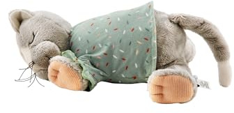Sterntaler Schlaf Gut Figur Katze Lilly - Baby und Kinder Einschlafhilfe aus weichem Flausch - Kuscheltier mit Soundmodul hilft beim Einschlafen - Geräuschmodul mit beruhigenden Tönen, grau