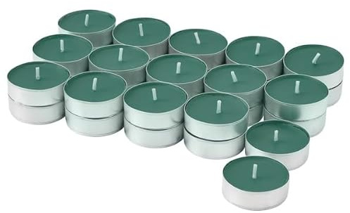 VINTERFINT Xmas Decoration Scented Tealights – Winter Fir/Green, 3.5-Hour Burn Time (30 Pack) Festive Christmas Candles