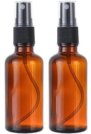 PMTFUMY 2 PCS 100ml Amber Glass Spray Bottles ，Refillable Fine Mist Sprayers for Essential Oils, Aromatherapy & Cleaning with 2 Atomizer Pumps & Leak-Proof Gaskets
