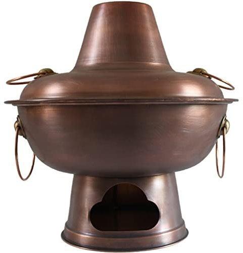 LYDBMYT Verdickter Kupfer-Hot Pot, Reiner Kupfer-Holzkohle-Feuerkessel, Hot Pot, Reiner Kupfer-Holzkohle-Feuer-Kupfertopf (Farbe: Messing, Größe: 30 cm)