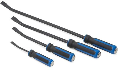 Autojack Pry Bar Set 4 Piece Heavy Duty Prybar Set Heavy Duty, Pry Bar & Crowbar Lever Bars Sets with Hammer Strike Cap, Prybar Tools for Automotive, Demolition, Nail Pulling & Construction Work