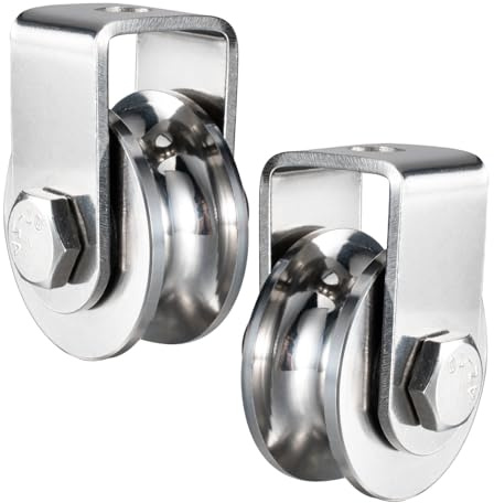 KCNOFNC Umlenkrolle mit 2 Kugellager, Edelstahl Fitness flaschenzug，Umlenkrollen für 12MM Seile Stahlseil, Tragkraft 500kg, 2 Stück