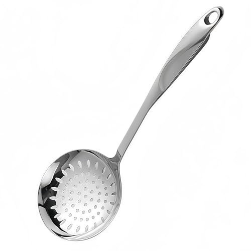 IMEEA Schaumlöffel SUS304 Edelstahl Schaumkelle Sieb Löffel mit langem Griff, Schöpfkelle 38.5cm Spülmaschinengeeignet