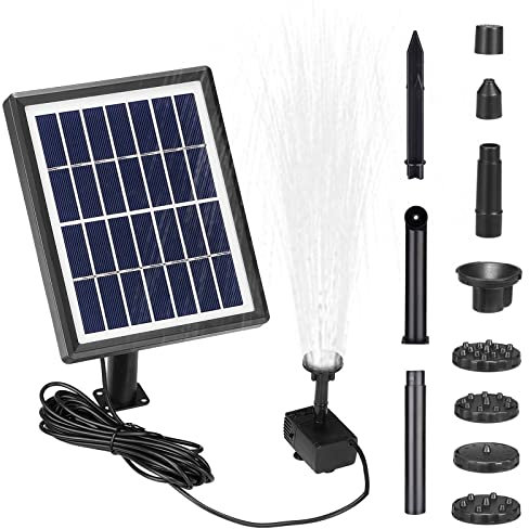 Solar Fountain Pump, Solar Powered Water Fountain Kit with 8 Nozzles, Garden Floating Water Feature Pond Pump for Bird Bath, Pool, Patio, Water Cycling, Fish Tank Aquarium Outdoor Decoration (3.5W)