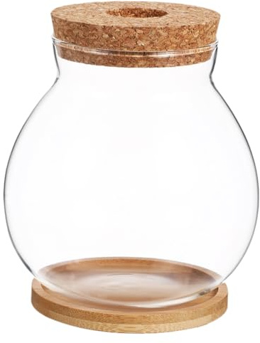Sosoport Hydroponic Glass Fish Tank with Lid Transparent Desktop Fish Bowl for Betta Small Glass Aquarium for Office Desk Bookshelf and Home Decor