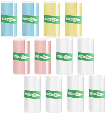 Thermopapier für Kinderkamera,12 Rollen Kamera Thermopapier für Mini Drucker Fotodruckerpapier,57 x 25 mm selbstklebendes Aufkleberdruckerpapie für Foto Rolle Kinderkamera