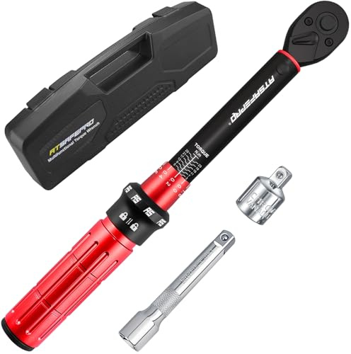 ATsafepro Drehmomentschlüssel 3/8'', 3–25 Nm Drehmomentschlüssel Fahrrad mit 10cm Verlängerung,1/4 Zoll Adapter,±3% Fehlergenauigkeit 72 Zähne für Fahrrad, Motorrad