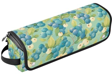 Blueberries Sea Green Hair Tool Travel Bag for Women with Heat Resistant Pad Curling Iron Travel Holder Storage Bag for Flat Irons, Straighteners, Curling Irons Hair Accessories Organizer