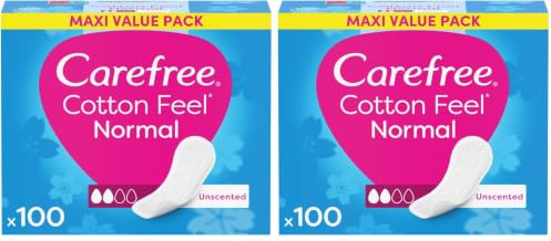 Carefree Salvaslip Cotton Feel Normal sin perfume, Salva slip mujer 100% transpirables para todo tipo de slip, cómodos protectores slips que se adaptan a los movimientos del cuerpo, Maxi Formato 100