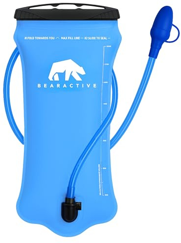 Bearactive Hydration Bladder, Water Bladder 2L for Running Backpack with BPA-Free TPU, Hydration Pack, Leak-Proof Water Pouch, No Plastic Smell – Hiking, Running, Cycling & Camping (Blue, 2 Litre)