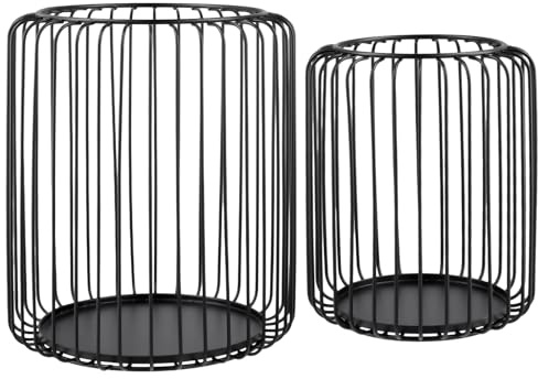 2er Set Schwarz Windlicht Outdoor Metall Kerzenständer Kerzenhalter