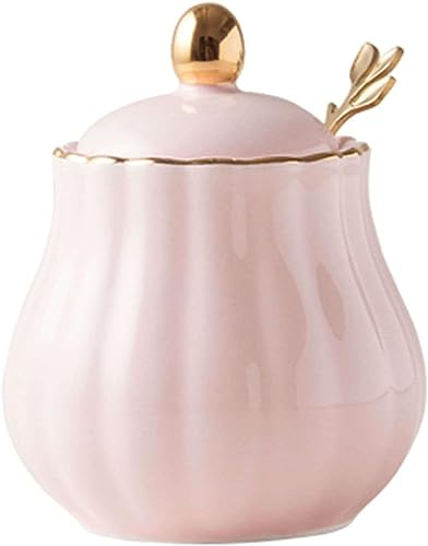 MYUYEE ZuccherieraZuccheriera con Coperchio e Cucchiaio Barattolo per Lo Zucchero Zuccheriera Contenitore per Lo Zucchero Barattolo per Le spezie Barattolo per Il Sale,Rosa - Taglia Unica