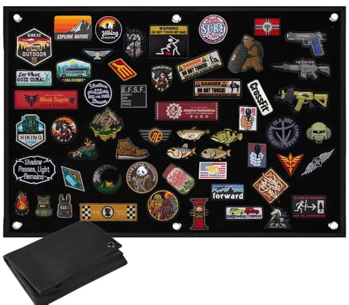 GSCRE Tablero Klett para Parches 70×110 cm – Gran Panel de Ganchillo con Ojales para Colgar – Pared Decorativa y Organizadora de Parches Militares, Tácticos, Bandas, Insignias y Badges