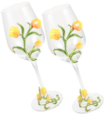 WEKADRIN 2 pezzi Bicchieri Liquore a Forma di Fiore in Vetro Decorato Calici da Vino con Gambe e Base Stabile Bicchieri Cocktail Eleganti per Feste e Occasioni Speciali Design Semplice e