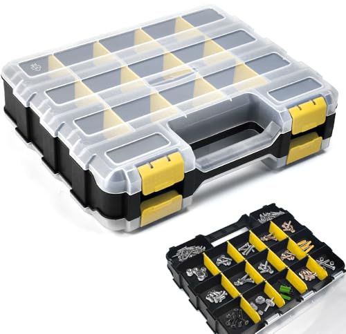 Werkzeug-organizer Sortmaster 34 Fächer Werkzeug Kleinteile Organizer Box | Koffer Aufbewahrung Werkzeug Kleinteile Doppelseitige Schrauben Sortierbox Sortierboxen Werkstatt (32 * 27 * 8cm)