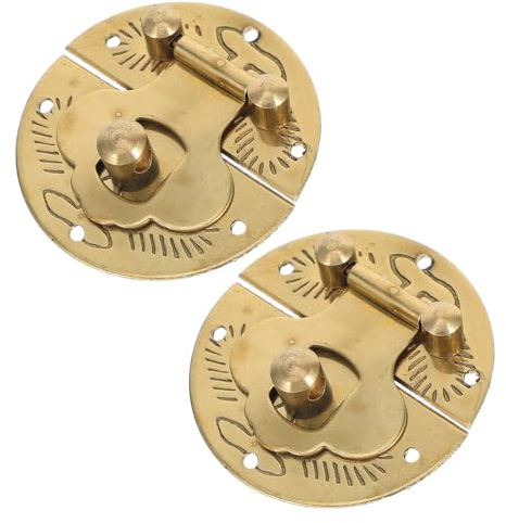 KOMBIUDA 2 pièces Mini Loquet Laiton Fermeture Ronde Rétro pour Boîtes à Bijoux et Coffrets Bois Accessoire de Quincaillerie pour Rangement DIY Lot