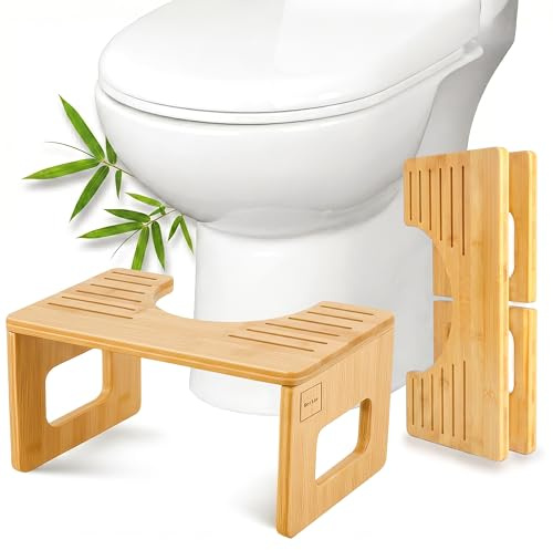 Klappbarer Natur-Bambus Toilettenhocker für Erwachsene - WC Hocker
