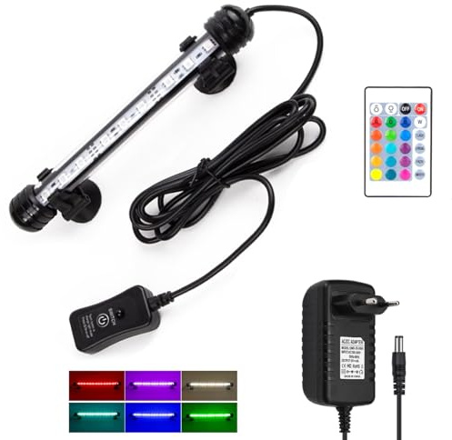 MPANDA LED Éclairage Aquarium Lampe, LED Aquarium Light RGB Lampe Tube Aquarium Dimmable Submersible IP68 étanche pour Aquariophilie Fish Tank Lights Lampe d'aquarium (Coloré, 18cm)