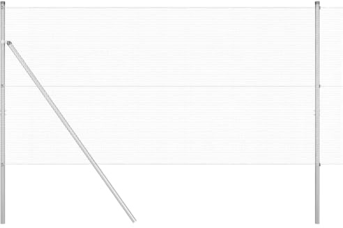 HETFTJN Zaunpfosten Set 250 cm Silber Stahl 12 mm Masche für Garten Hunde Terrasse Balkon Modernes Design Robust & Langlebig für Outdoor Sichtschutz