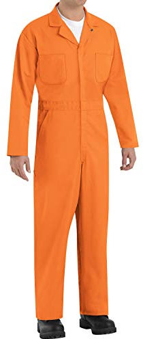 Red Kap Men's Twill Action Back Coverall with Chest Pockets Work Utility, Orange, 46