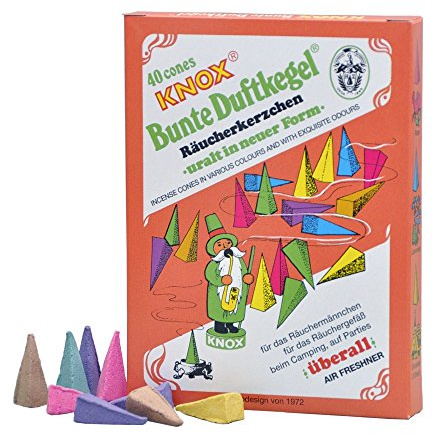 KNOX Räucherkerzen Bunte Duftkegel - Standartgröße: M - Inhalt: 40 Stück - Made in Germany