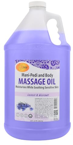 SPA REDI - Massage Oil, Lavender Wildflower, 128 Oz Professional Pedicure, Manicure, Full Body Massage Therapy, with Almond Oil, Cotton Seed Oil, Sunflower Oil, Avocado Oil, Essential Oils, Vitamin E