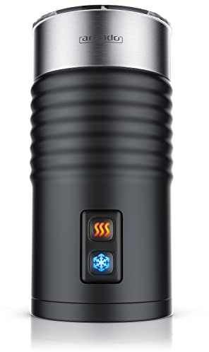 Arendo - Mousseur à Lait électrique MilkLoud - L'Original - 2 Touches pour moussage à Chaud et à Froid - Surface Soft Touch - avec revêtement Anti-adhésif - Noir