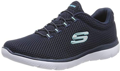 Skechers Womens Summits Artistry Chic Sneaker, Navy Light Blue, 3.5 UK