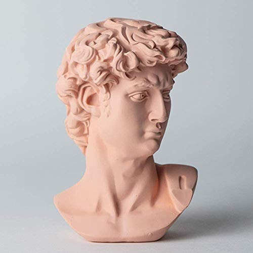 Resin Kopf Statue David, Klassische griechische Büste Statue Figur Skulptur Kunsthandwerk Hauptdekorationen Skizze Ornamente, Rosa,G