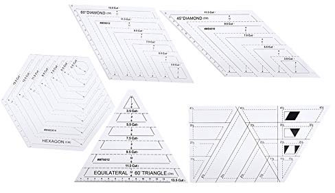 Cikonielf 5-teiliges Quilt-Lineal, transparentes Nähwerkzeug-Set mit mehreren Graden zum Messen und Schneiden