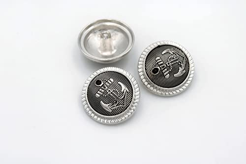 5PCS DIY Sewing Decorations Antique Metal Buttons Bronze Clothes Jeans Blazer Jacket (25mm, Silver-1)