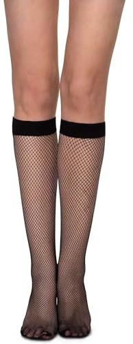 Annes styling Damen-Netzkniestrümpfe im Fischnetz-Stil Basic-Strümpfe unter den Kniestrümpfen Rete