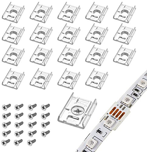VIPMOON 100 Stück LED Streifen Montagehalterung Clips, 10mm Halterung Befestigung für IP65 Wasserdicht Oder Nicht Wasserdicht 5050 LED Strips Mit Schrauben