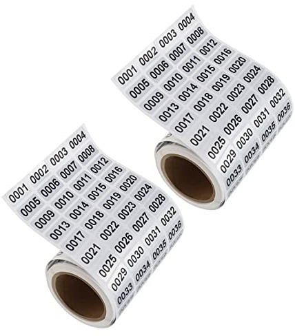 EMSea 2 rotoli di etichette numeriche consecutive 0001-2000 adesivi numerici multiuso adesivi impermeabili numeri per la gestione dell'inventario libri