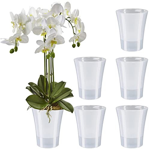 Santino 6er-Set Orchideentopf transparent mit selbstbewässerndem Dochtsystem - D 15 cm - Transparent - 2 L
