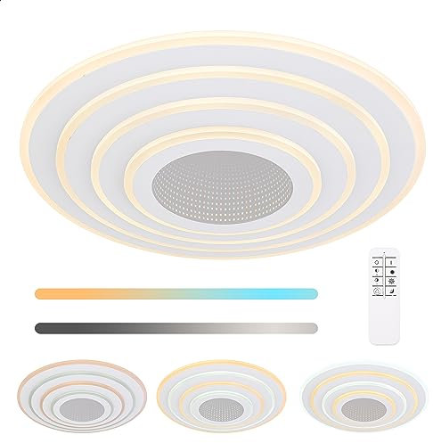 INNOVATE LED Deckenleuchte Smart Home | 50cm runde Deckenleuchte dimmbar | TUYA kompatibel mit Google Home und Amazon Echo | LED Deckenlampe mit Fernbedienung | Alexa Deckenlampe Infinity Mirror