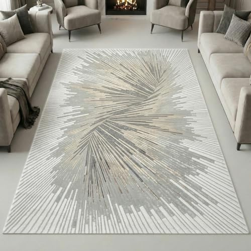 Teppich-Traum Eleganter Teppich Wohnzimmer Schlafzimmer modern hochwertig edel Gold/Silber/Bronze Glanzeffekt Creme 120 x 170 cm