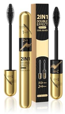 2 In 1 4d Silk Fiber Eyelash Mascara, Black Long-Lasting Waterproof 4d Mascara, Wischfest Und Nicht Verklumpend FüR Make, Geeignet FüR Empfindliche Augen, Augen Make Up Produkte