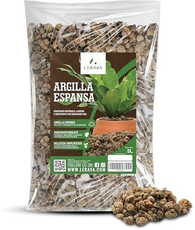 LERAVA® Arcilla Expandida para Plantas 5L – Piedra Volcanica y Piedras para Macetas, Arlita Decorativa, Sustrato de Drenaje para Jardinería, Cultivo Sostenible y Leca Plantas en Interior y Exterior