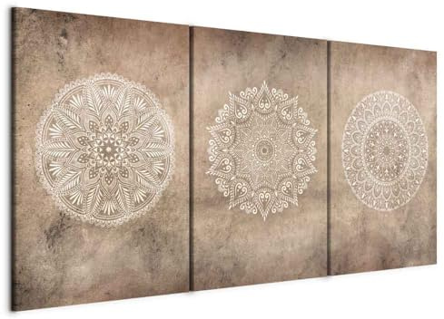 murando - Set De 3 Cuadros Fonoabsorbentes Mandala beige 120x60 cm 3 Pieza 40x60 cm Cada - Conjunto De 3 - Cuadro Acústica Absorbe el Sonido Decoración Salón Moderno - a-C-10063-b-a