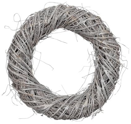Couronne décorative en osier blanc délavé - 30 cm - Couronne en rotin pour décorer - Couronne de porte - Couronne de table - Couronne de l'Avent - Couronne décorative en bois tressé pour décorer