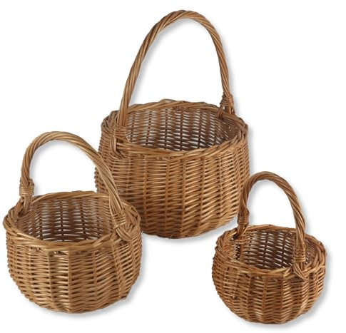 Kinderkorb Osterkorb 3 Größen Obstkorb Osterkörbchen Klammernkorb Weide WIKLER Geflochten Handarbeit (20cm)