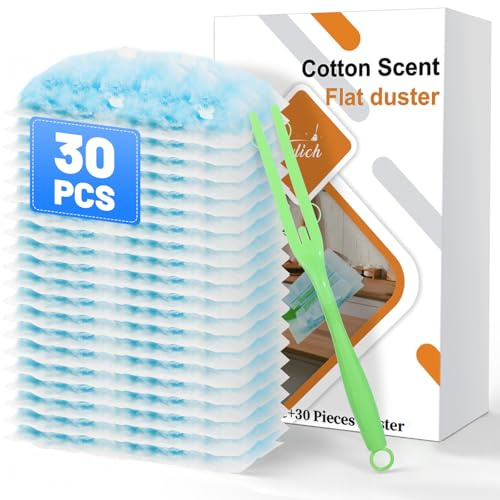 30 Pack Duster Refills Compatible with Flash and Swiffer Duster with 1 Handle, 180° Duster Replacement Refills for Cleaning Furniture, Office, Blinds, Car