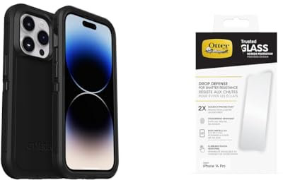 OtterBox Defender XT Apple iPhone 14 Pro - Black with Premium Tempered Glass Protector