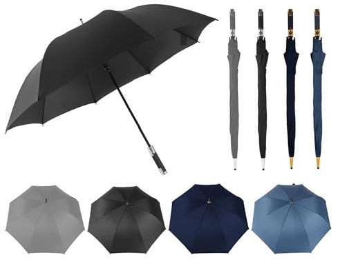 ANGIX Golf Umbrella 94cm, Windproof, Extra Large Oversized Umbrella with Straight Handle, Rainproof with UV Protection, Automatic Open, Wind Resistant Stick Umbrellas for Women & Men (Black)