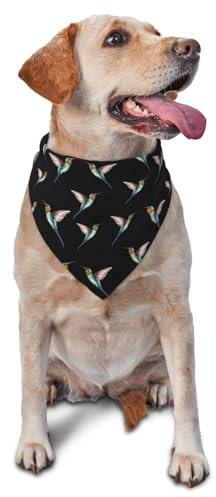 Hundehalstuch, Kolibri-Druck, schwarz, Dreieck-Lätzchen, Hundetaschentuch, niedliches Hundezubehör, Hundehalstücher